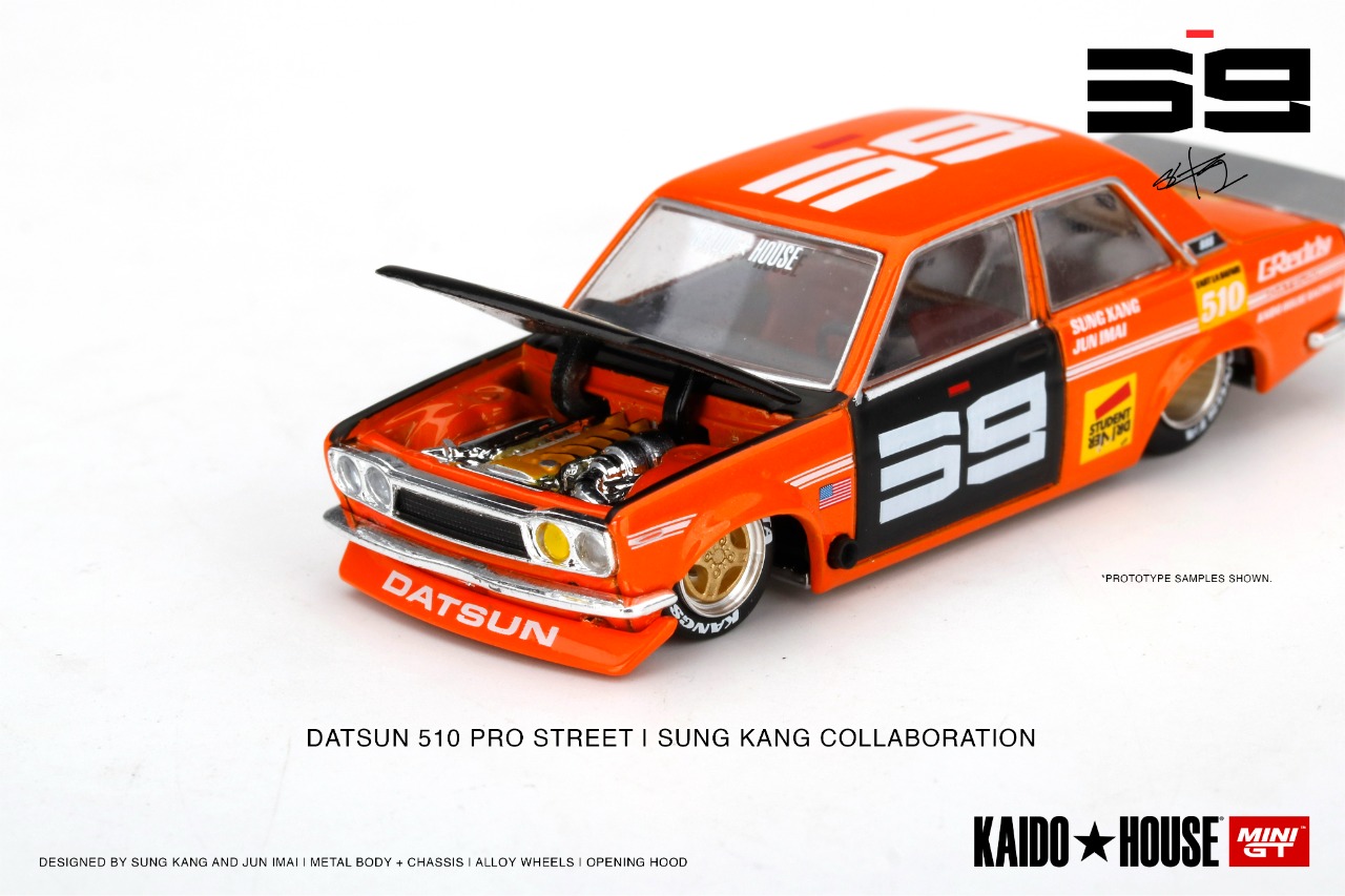 MINIGT-KHMG004- Datsun 510 Pro Street SK510 Orange